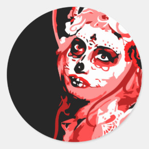 dia de los muertos runder aufkleber