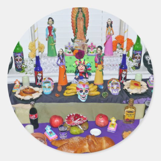 Dia de los Muertos Runder Aufkleber (Vorderseite)