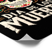 Dia de los muertos Schädel und Blume Poster (Ecke)