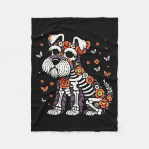 Dia De Los Muertos Schnauzer Zucker Schädel Mexika Fleecedecke