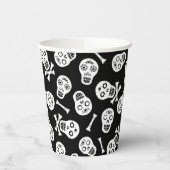 Dia de los Muertos Schwarz und Weiß Paper Skulls Pappbecher (Links)