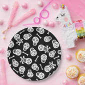 Dia de los Muertos Schwarz und Weiß Paper Skulls Pappteller (Party)