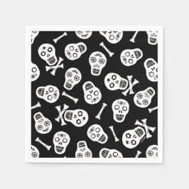 Dia de los Muertos Schwarz und Weiß Paper Skulls Serviette