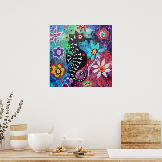 Dia de los Muertos Seepferd Poster (Küche)