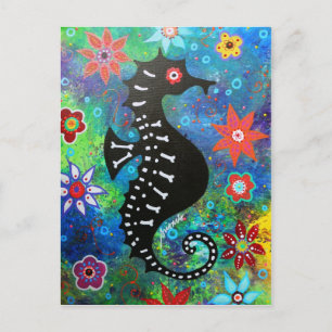 Dia de los Muertos Seepferd Postkarte