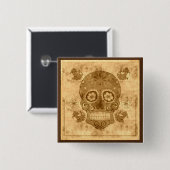 Dia de los muertos — Sepia Sugar Skull Button (Vorne & Hinten)