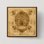 Dia de los muertos — Sepia Sugar Skull Button (Vorderseite)