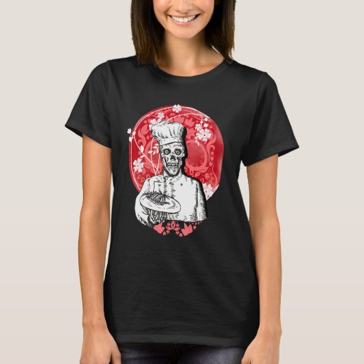 Dia de los Muertos Skeleton Chef Sugar Skull Moon T-Shirt (Vorderseite)