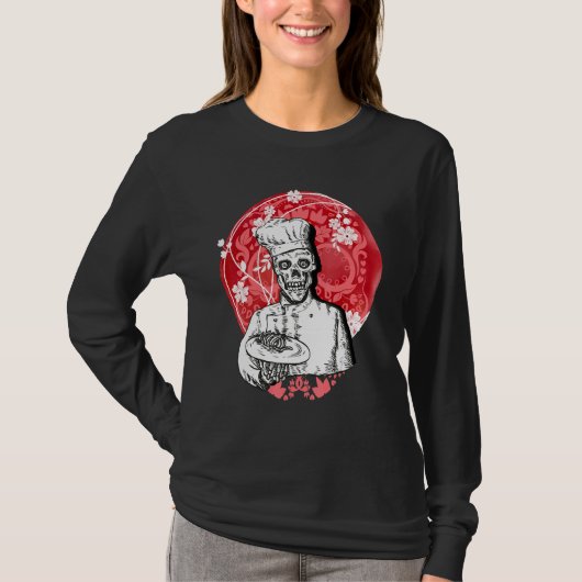 Dia de los Muertos Skeleton Chef Sugar Skull Moon T-Shirt (Vorderseite)