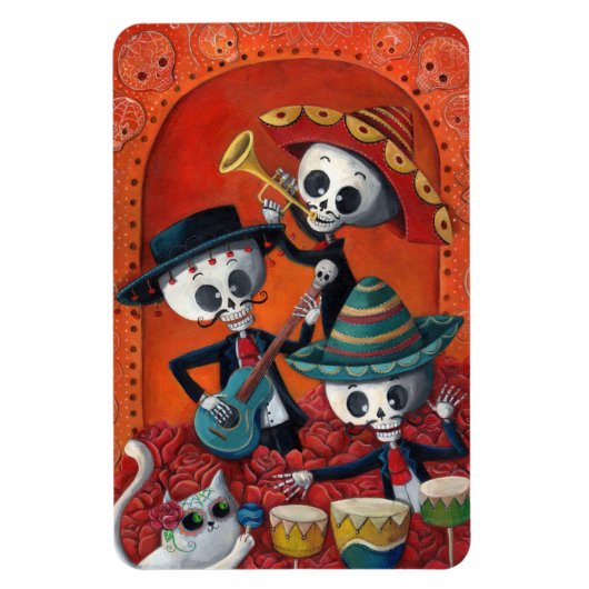 Dia de Los Muertos Skeleton Mariachi Trio Magnet (Vertikal)