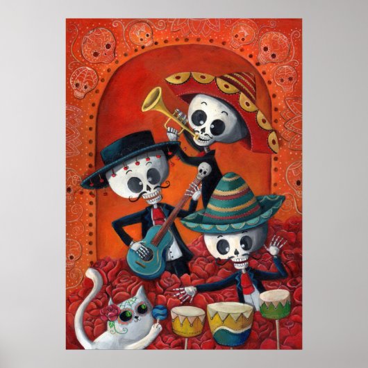 Dia de Los Muertos Skeleton Mariachi Trio Poster (Vorne)