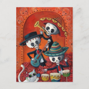 Dia de Los Muertos Skeleton Mariachi Trio Postkarte