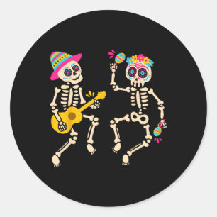 Dia de Los Muertos Skeleton tanzt Skull Day of T Runder Aufkleber