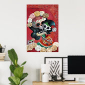 Dia de Los Muertos Skeletons Mutter und Tochter Poster (Heimbüro)