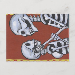 dia de los muertos skelette in Liebe Postkarte