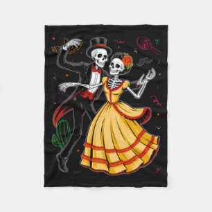 Dia De Los Muertos Skelette tanzen mexikanischer T Fleecedecke