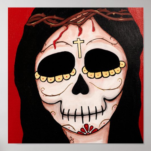 Dia de los Muertos Skeletts Jesus Print Poster (Vorne)