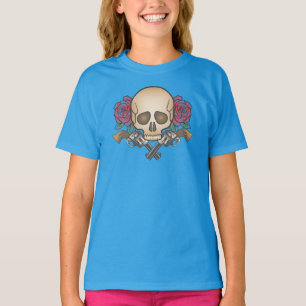 Dia de los Muertos Skull and Guns Ringer-Shirt T-Shirt