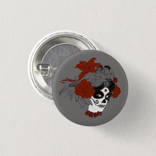 Día de los Muertos Skull Face Button (Vorne & Hinten)