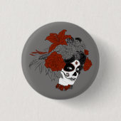 Día de los Muertos Skull Face Button (Vorderseite)
