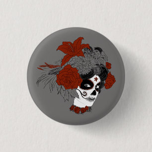 Día de los Muertos Skull Face Button