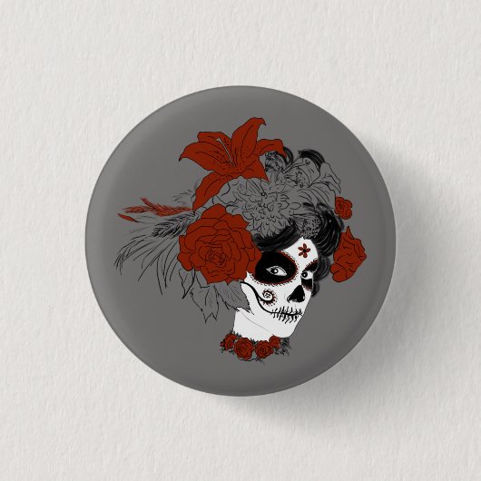 Día de los Muertos Skull Face Button (Vorderseite)