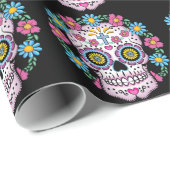 Dia de los Muertos Skull Geschenkpapier (Rolleneckpunkt)