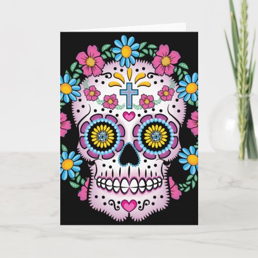 Dia de los Muertos Skull Karte (Vorderseite)