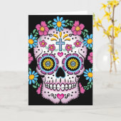 Dia de los Muertos Skull Karte (Gelbe Blume)