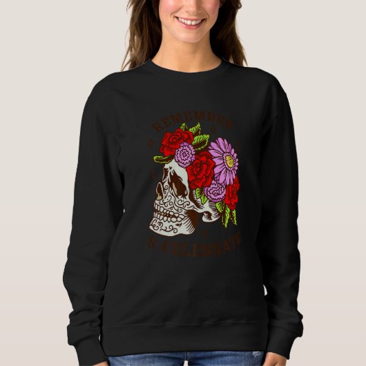 Dia De Los Muertos Skull Mask Roses Premium Sweatshirt (Vorderseite)