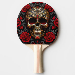 Dia de los Muertos Skull mit Rote Rosen Tischtennis Schläger