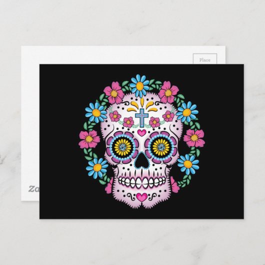 Dia de los Muertos Skull Postkarte (Vorne/Hinten)