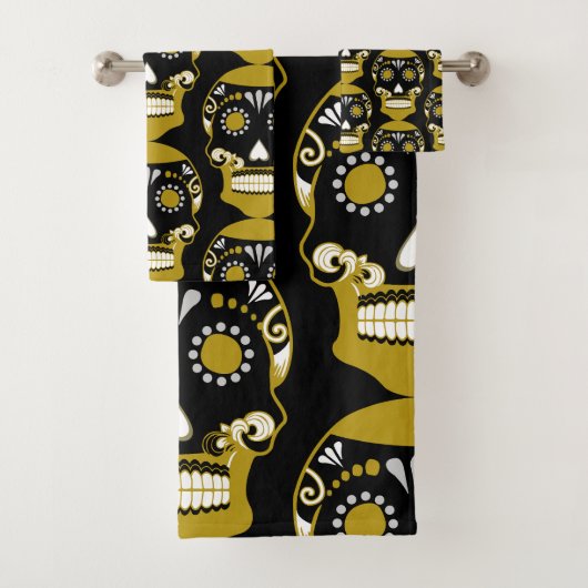 Día De Los Muertos Skull Print Badhandtuch Set (Insitu)