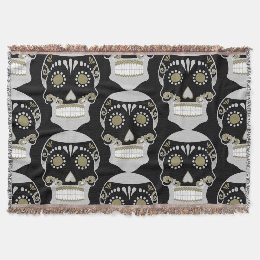 Día De Los Muertos Skull Print Decke (Vorderseite)