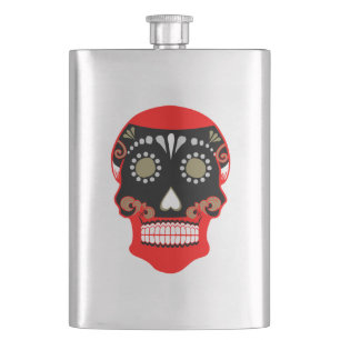 Día De Los Muertos Skull Print Flachmann