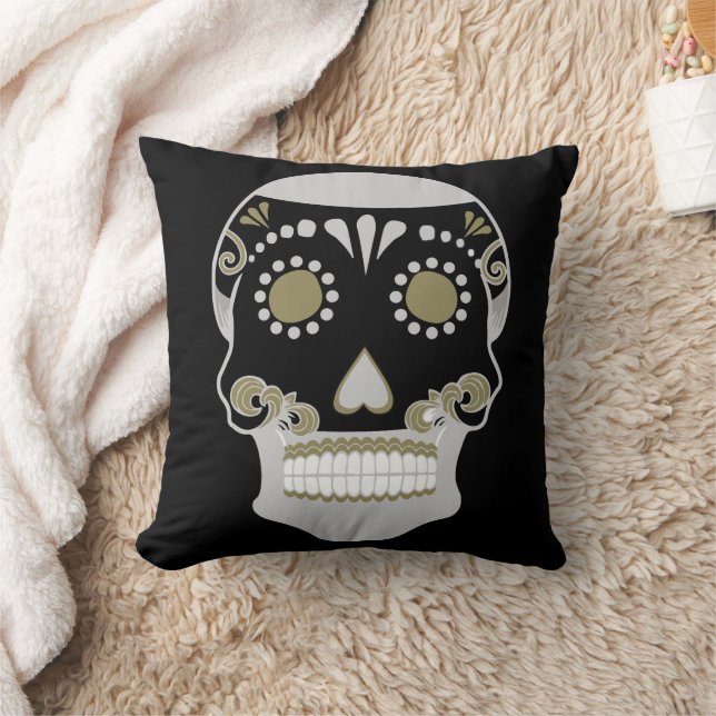 Día De Los Muertos Skull Print Kissen (Decke)