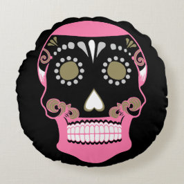 Día De Los Muertos Skull Print Rundes Kissen