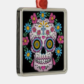 Dia de los Muertos Skull Silbernes Ornament (Rechts)