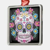Dia de los Muertos Skull Silbernes Ornament (Links)