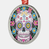 Dia de los Muertos Skull Silbernes Ornament (Links)