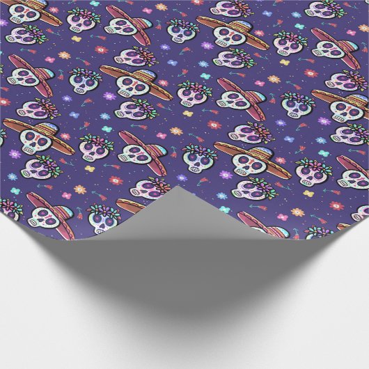 Dia De Los Muertos Skulls Geschenkpapier (Ecke)