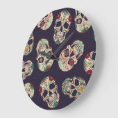 Dia de los Muertos Skulls Große Wanduhr (Winkel)