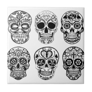 Dia de Los Muertos Skulls (Tag der Toten) Fliese