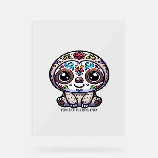 Dia De Los Muertos Sloth Active T - Shirt Acrylschild (Vorderseite)