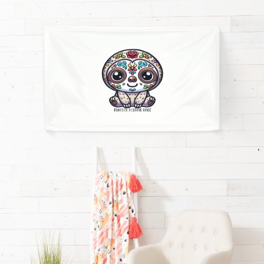 Dia De Los Muertos Sloth Active T - Shirt Banner (Insitu)