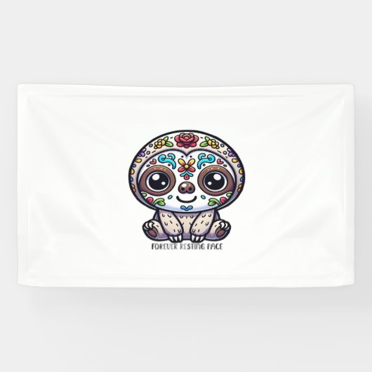 Dia De Los Muertos Sloth Active T - Shirt Banner (Horizontal)