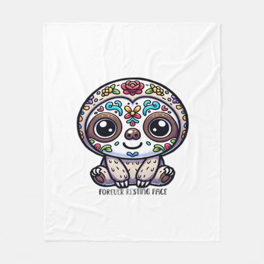 Dia De Los Muertos Sloth Active T - Shirt Fleecedecke (Vorderseite)