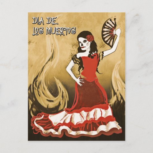 dia de los muertos spanischer Tänzer Postkarte (Vorderseite)