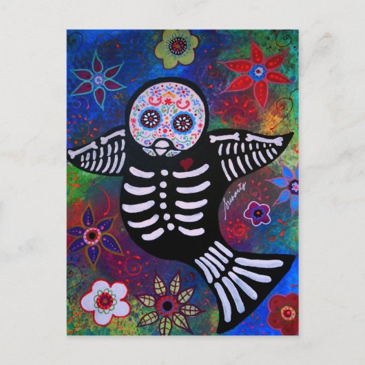 DIA DE LOS MUERTOS SPARROW BIRD POSTKARTE (Vorderseite)