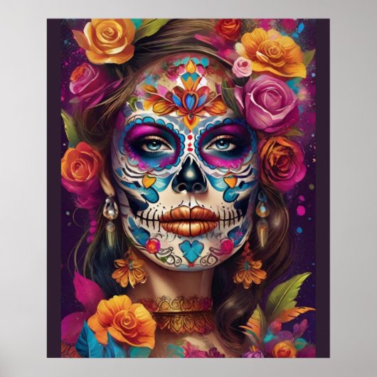 Dia de los Muertos Sugar Skull Beauty Poster (Vorne)